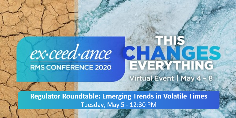 Our #EXCD2020 virtual regulator roundtable, “Emerging Trends in Volatile Times,” will air today at 12:30 pm EDT. Thanks to <a href="/RMS/">Moody's - Insurance Solutions</a> for having me as a speaker. See the full agenda and event information here: web.cvent.com/event/878f37ac…