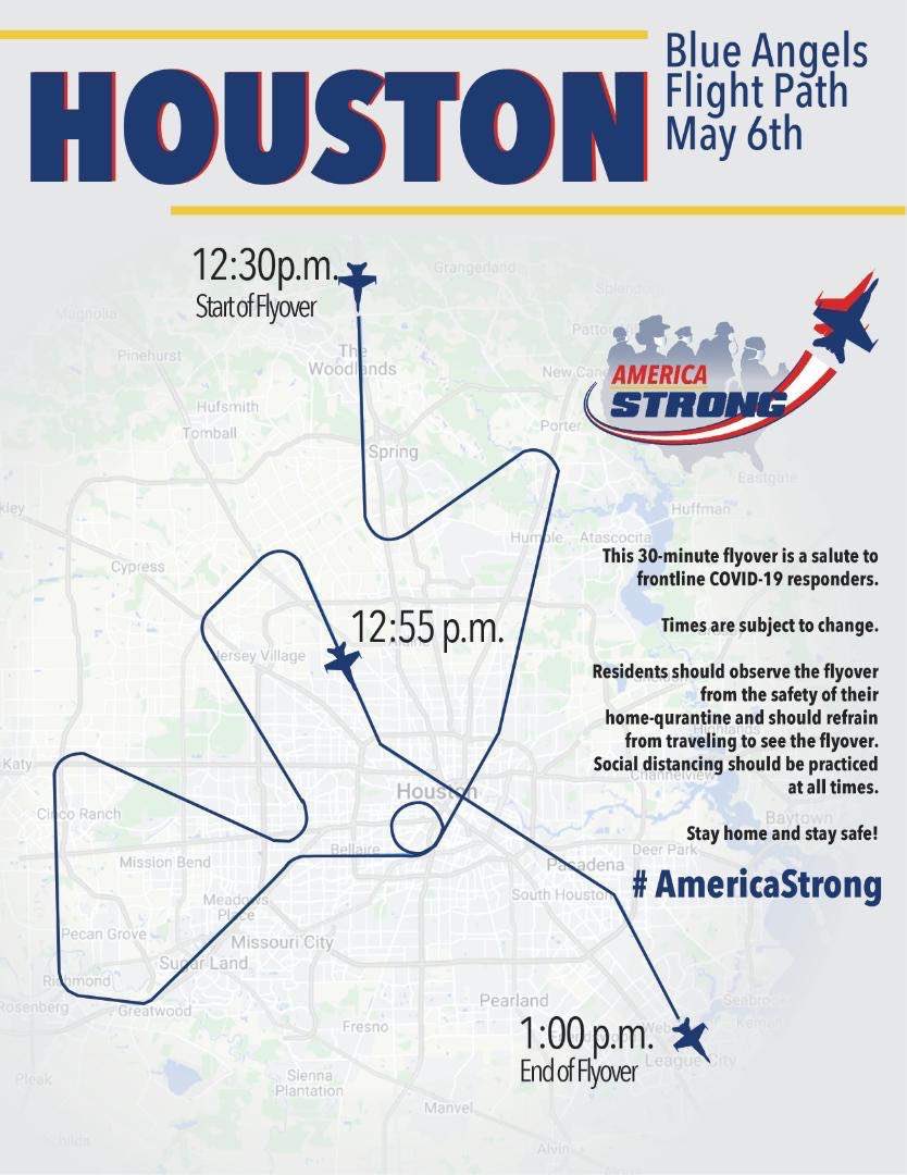RepPeteOlson's tweet photo. Here’s the QUICK route the @BlueAngels & @AFThunderbirds flying tomorrow. Enter #TX22 at #MeadowsPlace, #Stafford. Down US59 #MissouriCity, #SugarLand. North TX99 over #Richmond #CincoRanch #Katy. Leave TX22. End back in TX22 #Ellington #NASA #SpaceCenterHouston https://t.co/cj4uzeKK4T