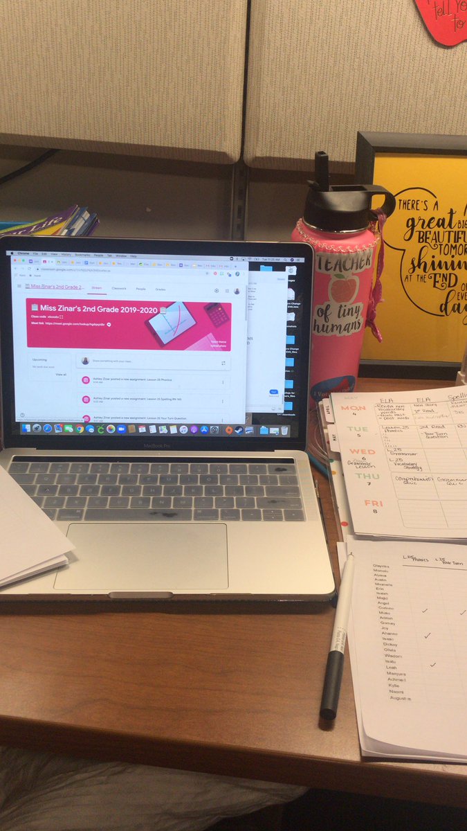 BVM_2ndGrade's tweet photo. Been slacking on my Twitter game ... so here is a quick picture of my #remotelearning desk! #TeacherAppreciationWeek2020 https://t.co/MQMuJIvXrG