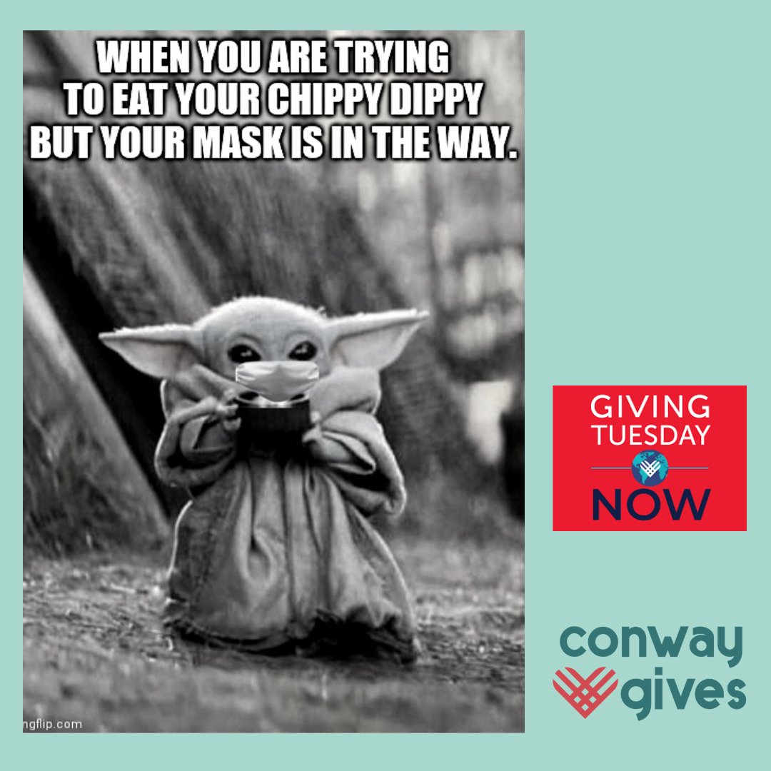 ConwayGives's tweet photo. The struggle is reallll!!!!! The struggle is also real for families that have lost their jobs due to COVID-19. Go to https://t.co/WY895KY3MI and let's help our neighbors stay in their homes. #BabyYoda #GivingTuesdayNow #InThisTogether #LetsRally #$5000Match https://t.co/dfnmxL2H4T