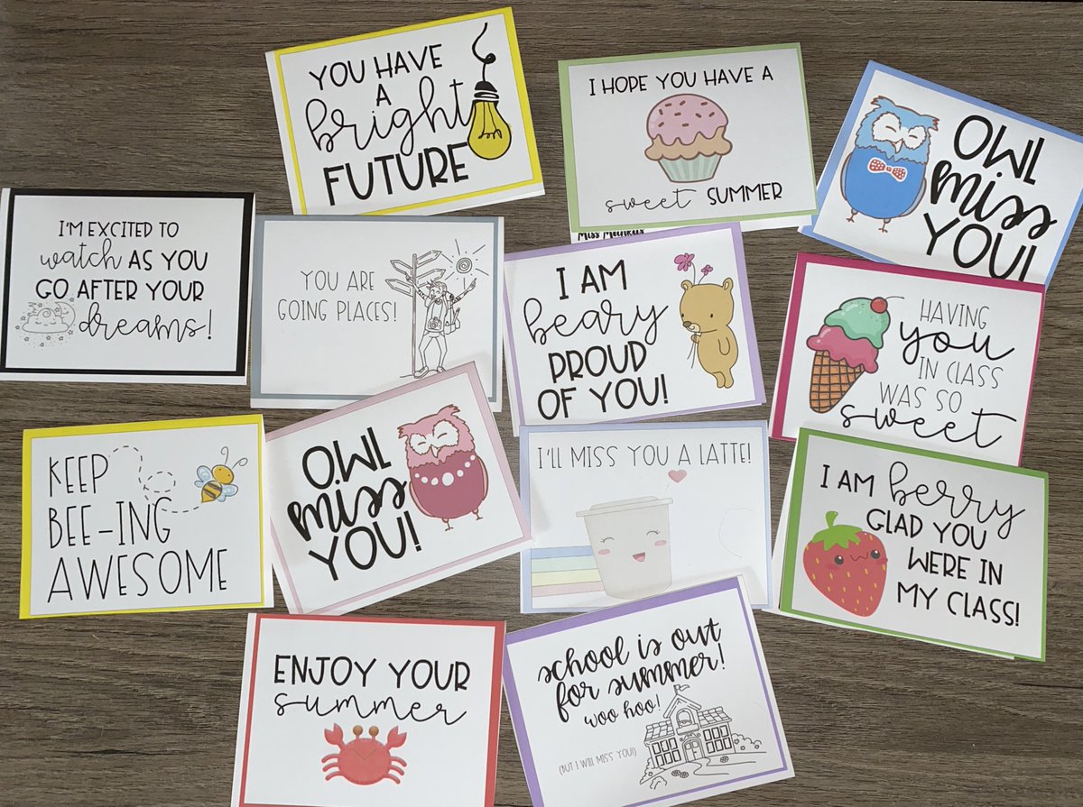 MankusRuby's tweet photo. As my student teaching semester comes to an end, I wish I could say goodbye in person, but I hope these cards put a smile on my students' faces. #21edbirds #21learns @21tarkington https://t.co/VCmlSRcvgR