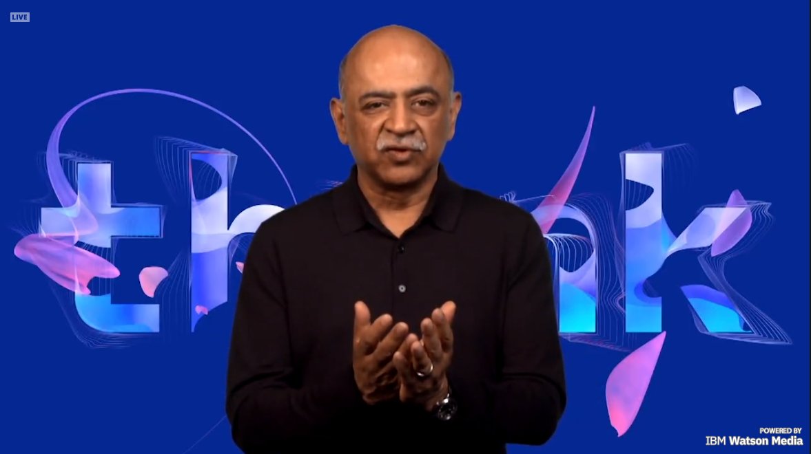 PatrickMoorhead's tweet photo. I like @ArvindKrishna's no coat and tie look. So different and a positive sign I think for IBM. Don't fool yourself into thinking it's small. It's a big statement for @IBM. #Think2020 https://t.co/WllpBSVuch