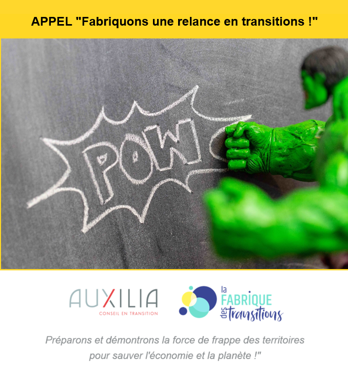 « Parce que l’urgence est de concilier relance économique et transitions sociales et écologique, et parce que les territoires montrent le chemin, Auxilia soutient l’appel « Fabriquons une relance en transitions » #FabriqueTransitions #Nouslespremiers 
➡️ ow.ly/Rtrv50zxsHI