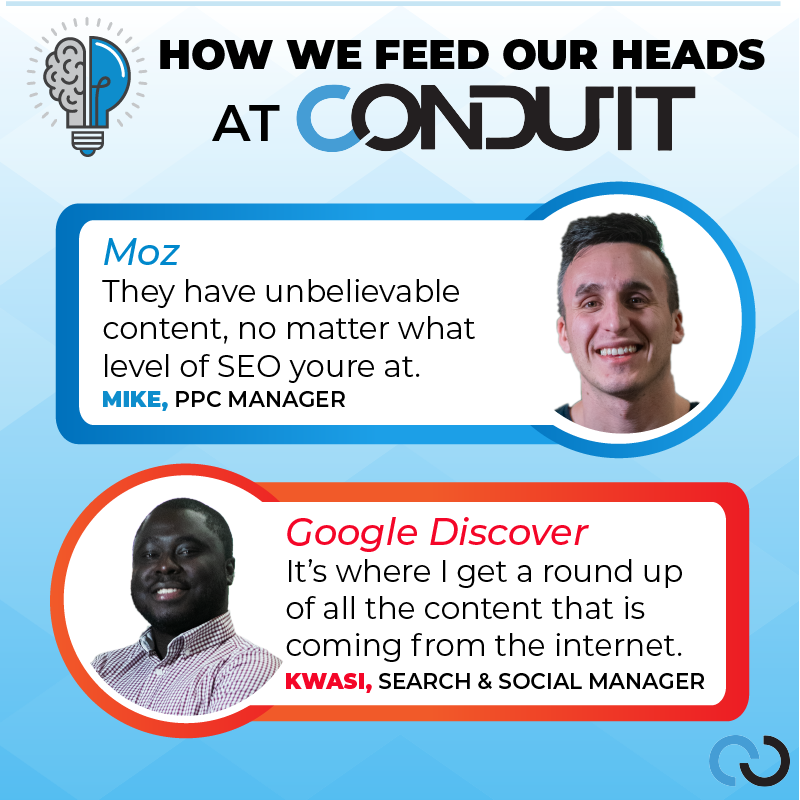 conduit_digital's tweet photo. With more time being spent indoors than usual, our teams are hunting for the most industry-relevant content. Here are some ways we have been "Feeding Our Heads!
---
#TBWFH #VirtualOffice #WFH #digitalmarketing #digital #marketing #conduitdigital #conduit #agencymarketing https://t.co/UaGKI7smRP