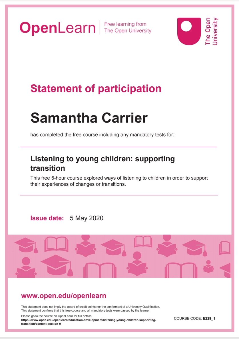 SSammiCC's tweet photo. Useful knowledge and understanding gained by completing courses through CALA and open university. @LangleesELCC @FCEYteam https://t.co/nMRkegv3v9