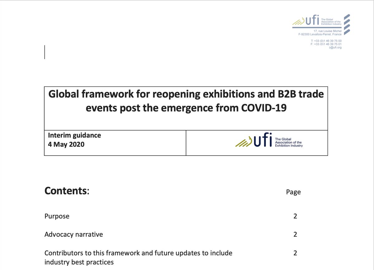 UFILive's tweet photo. Today, we have published a global framework for reopening exhibitions and B2B trade events - put together by the global industry community, showing how we will run safe exhibitions in the #covid19 age. 

https://t.co/54kCtyzWfp https://t.co/kOQ14YEw7m