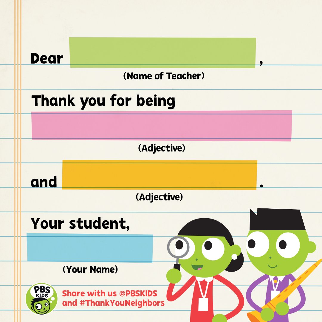 WLIW21's tweet photo. Who was your favorite teacher? 

Complete this fill-in-the-blank card to thank them during #TeacherAppreciationWeek2020! #ThankYouNeighbors @pbsteachers https://t.co/5Yl0zJRMOF
