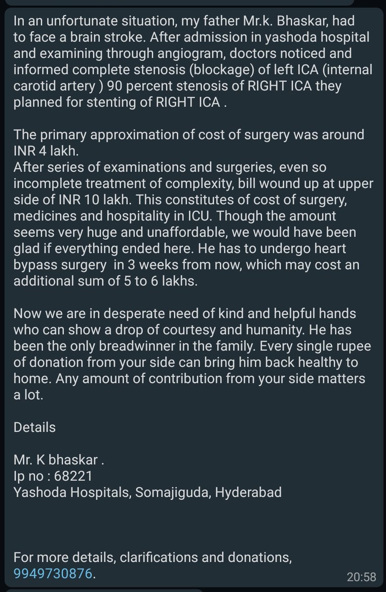 RamUvss's tweet photo. @KTRTRS  🙏🙏
Hello sir namaste my friend father affected with brain stroke they kindly need some financial help so I kindly request you to react on this and help them as early as possible sir🙏🙏🙏
Details were below sir 
K bhaskar
Ip no : 68221
Yashoda hospital somajiguda https://t.co/bnumnChXv5