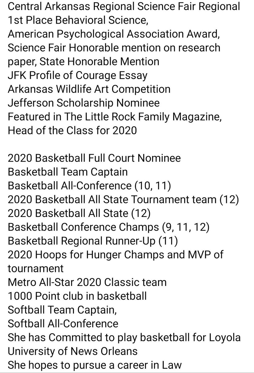 ARPrepSports's tweet photo. 2020 @jazmene_m will be playing basketball at Loyola University.  Check out her resume. This us how you do it, student athletes. @TAKEOVERSports @big73miller @RRainwater1037 @ARHoopScoop https://t.co/Him9Pu9n2Y