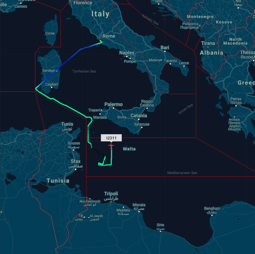 scandura's tweet photo. 4โฃ
2020-05-05
1122z โฑ๏ธ 13:2 CEST
๐ฉ๏ธ Italian custom police ๐ฎ๐น ATR 72 #MM62311 c/s #I2311, brand-new GDF aircraft Pratica Di Mare AB based, in patrol mission from Sardinian Channel to Maltese SRR (off Tunisia/Lampedusa).
#migrants #Libya #Algeria #Tunisia #migranti #Libia https://t.co/FyvOJ1eP8x