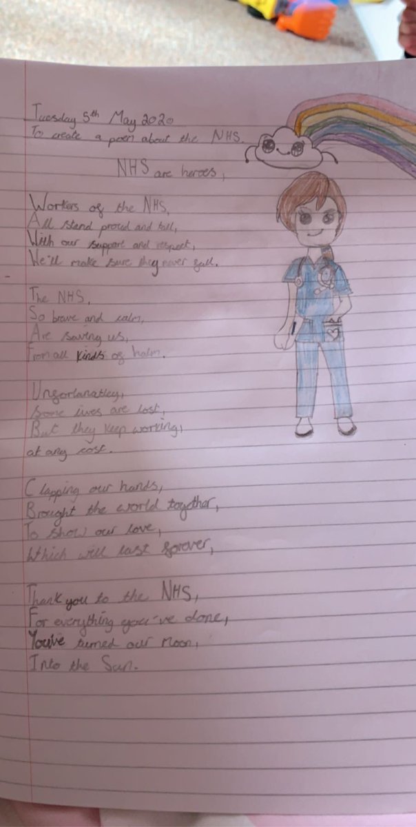 TanayerS's tweet photo. Hollies poem for the NHS😁💙 @latimerprimary https://t.co/JuGD9HSuiZ