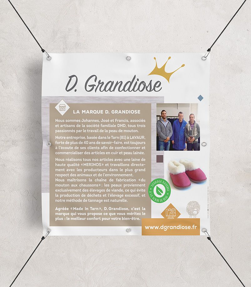 Ataldesign's tweet photo. Sur les foires, salons ou marchés, la communication est essentielle pour être vu, pour expliquer la façon dont on travaille et pour présenter ses produits.
D.Grandiose, m'a confié la conception d'un dépliant, d'un catalogue produits et de 2 bâches.
https://t.co/tdEZktZkld https://t.co/73XqcYxDLr