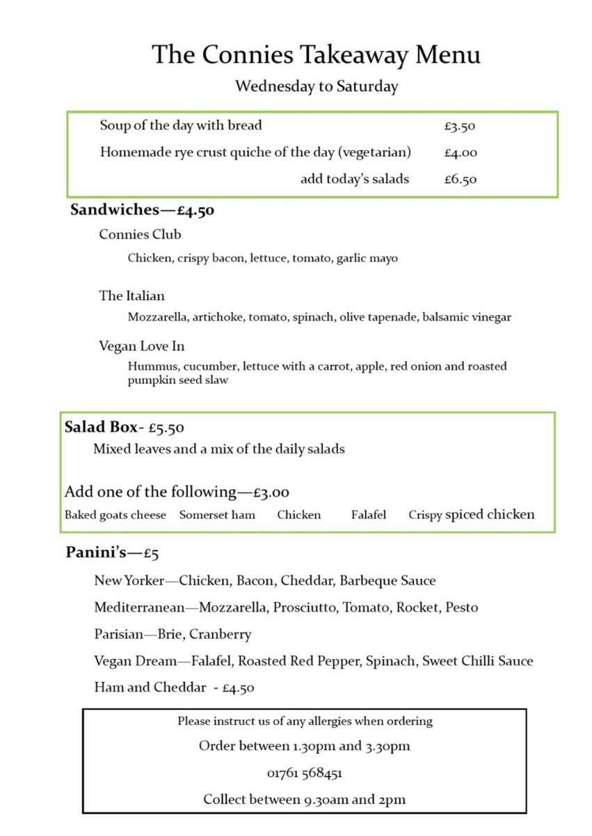 conniestearoom's tweet photo. Our revised takeaway menus.  All on pre order as we are operating as a very small team! https://t.co/Ewno78NWrO