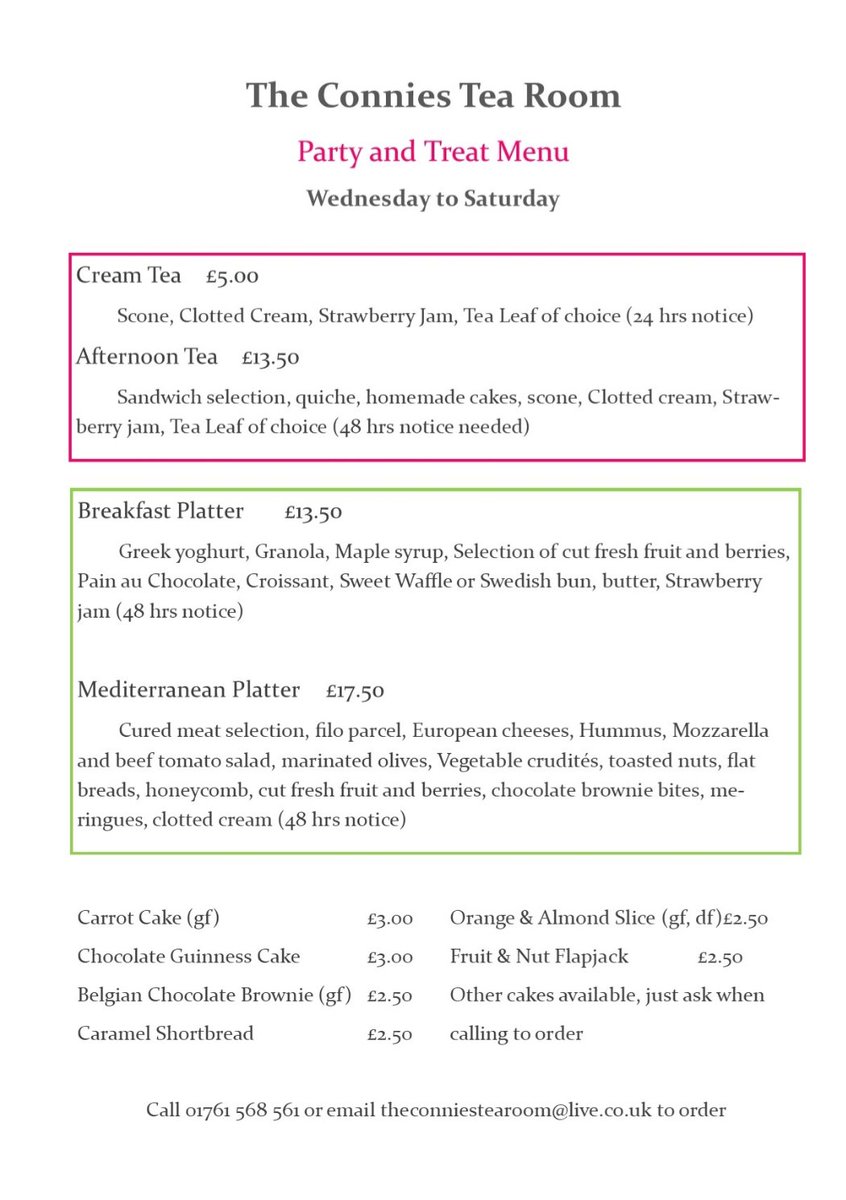 conniestearoom's tweet photo. Our revised takeaway menus.  All on pre order as we are operating as a very small team! https://t.co/Ewno78NWrO