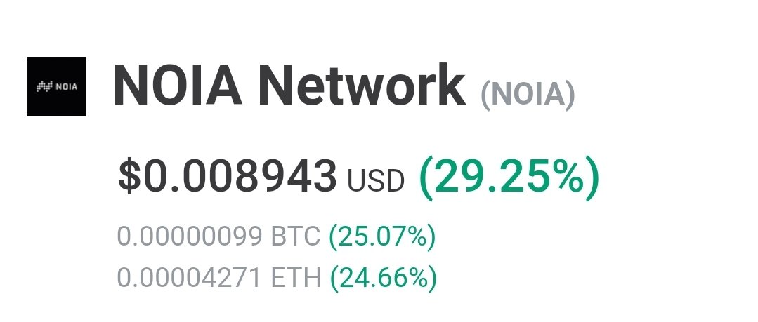 In accumulation mode at the moment. Expect partnership announcements and product/s marketing for both retail and commercial use to kick off a huge run.   @NoiaNetwork  Currently .008cents, this is the x1000 coin you'll be bragging about for years to come. 