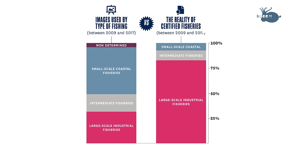 Bloom_FR's tweet photo. [2/3] In our report, we show how the @MSCecolabel hides its uggly truth behind misleading communications, by putting emphasis on small-scale, low-impact fisheries: https://t.co/Ont9ThLuBR #FakeLabel https://t.co/obQIqzPGLs
