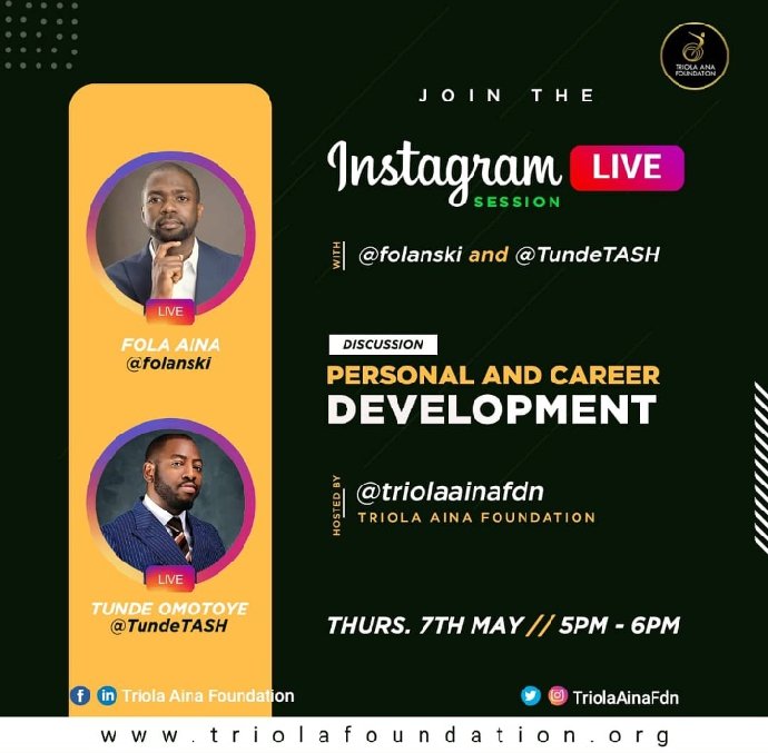 Eventplug1's tweet photo. Getting intellectually engaged this lockdown series:
Join @folanski &amp; @TundeTASH as they take us through the art and act of personal and career development on IG live, 5pm.
7th May 2020, be sure to be educated and inspired

#StayHome #StaySafe in the #Lockdown https://t.co/HDxNsMd8fV