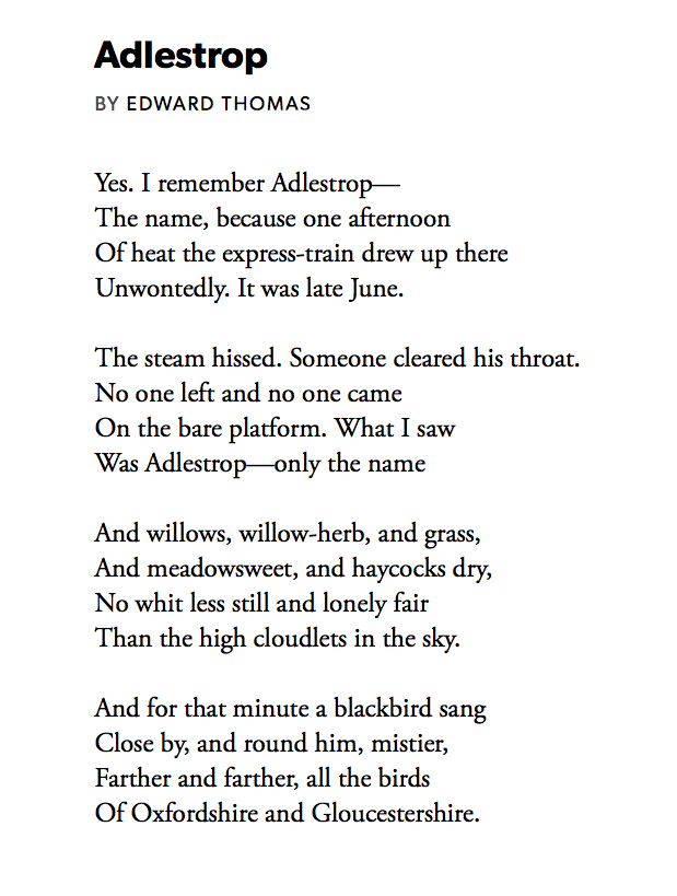 150 Adelstrop by Edward Thomas #PandemicPoems  https://soundcloud.com/user-115260978/150-adelstrop-by-edward-thomas