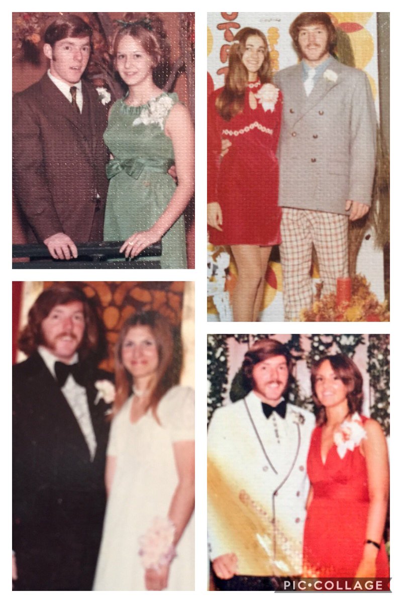 CClaytonNPHS's tweet photo. Like @NPHSBioSeifert , I did not go to prom my senior year.
But my sweet darling husband went every year of high school, starting in 1969 (top left) and ending 1972 ππππ#NPHSVirtualProm https://t.co/clVV7FO3zh