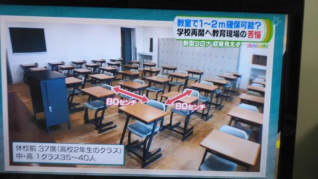 学校再開後の教室の様子に既視感？ロックマンエグゼで見たやつだwww