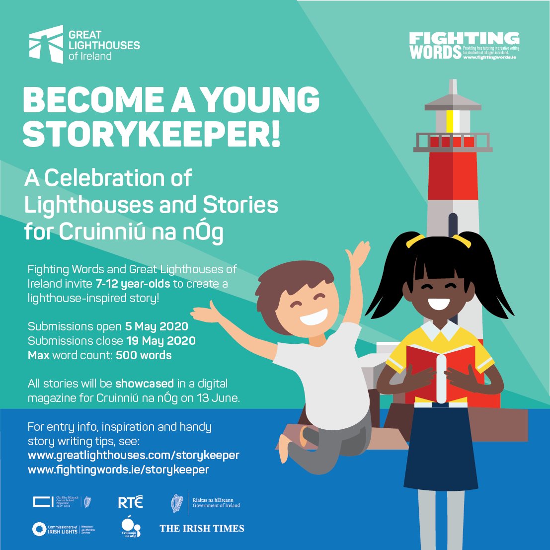 FightingWordsIE's tweet image. Calling all 7-12 year-olds 📣 Write a lighthouse-inspired story &amp;amp; become a Young Storykeeper! ✏️

Stories must involve a lighthouse but the rest is up to you!

More: fightingwords.ie/storykeeper

Closing date: 19 May, 5pm

@gtlighthouses  @creativeirl 

#storykeeper #creativeireland