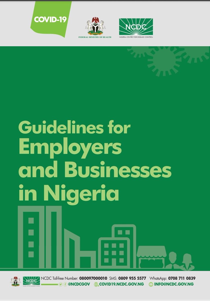 NCDCgov's tweet photo. Read our updated Guidelines for Businesses and Employers in Nigeria for information on:

✅How to reduce the risk of #COVID19 spread in the workplace

✅What to do if an employee develops symptoms or tests positive for #COVID19

&amp; more

Download via
https://t.co/Q89c0mpkDo https://t.co/TGcD9E0oFQ