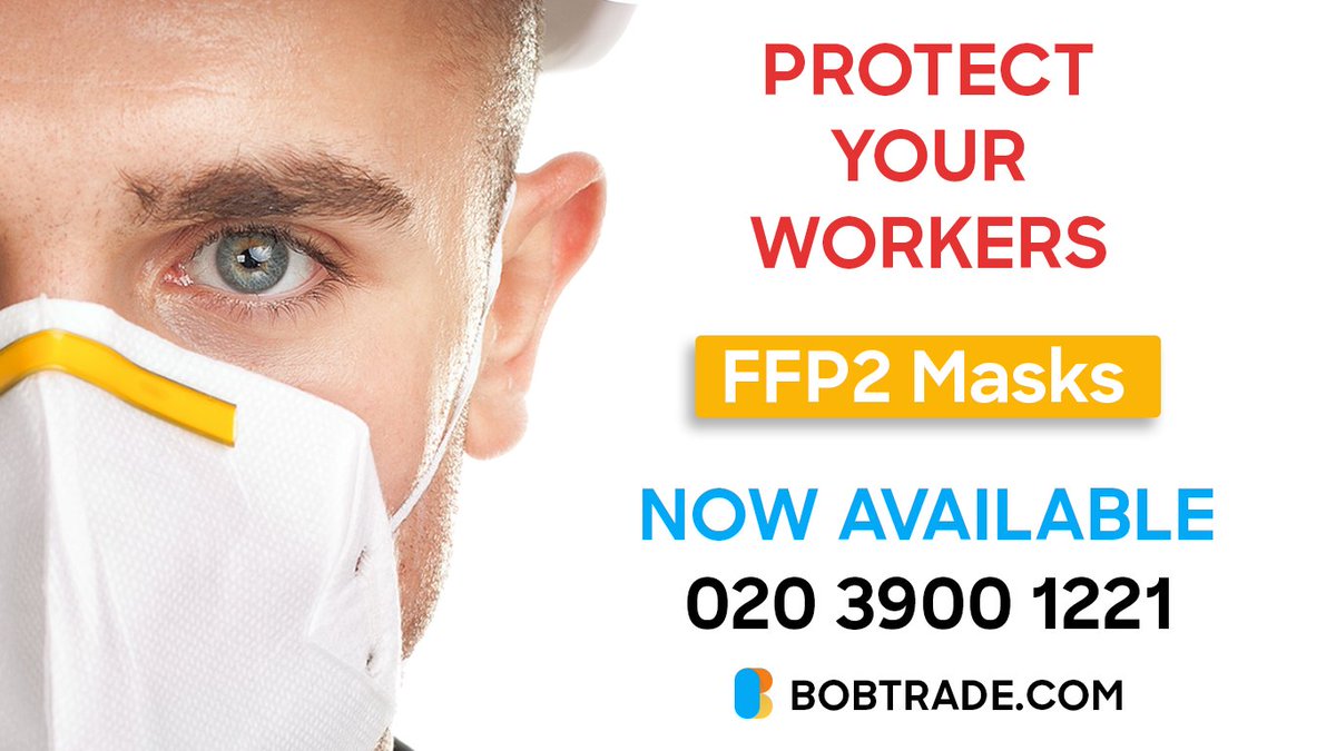 BobtradeHQ's tweet photo. Together with our merchants, we have managed to secure a stock of FFP2, UK-Certificated Face Masks to protect your team on the construction sites. 

Orders are in a pack of 25 masks with an option for next day delivery in the UK.
https://t.co/xa4Bn5dnmD order online or call us. https://t.co/Gi1sFf9FoK