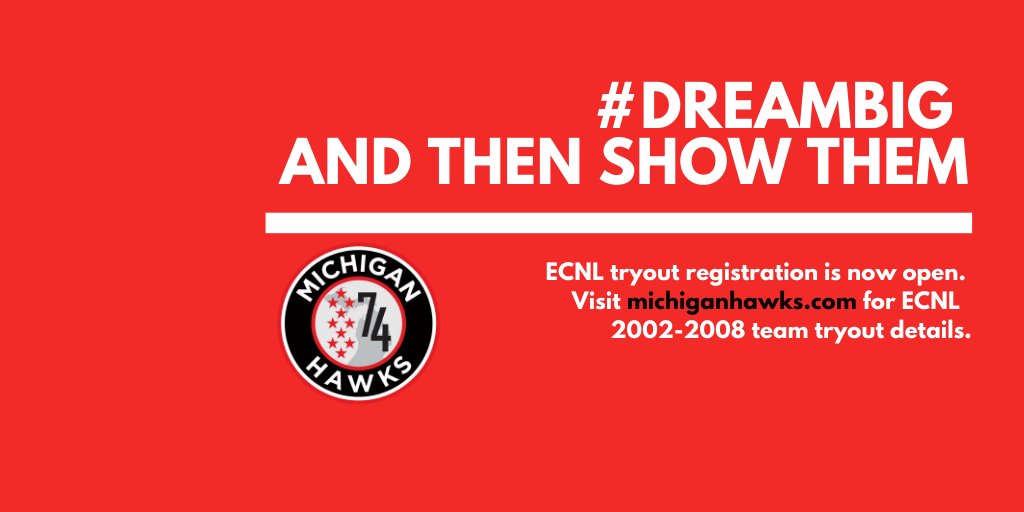 Michigan_Hawks's tweet photo. With or without tryouts, our club is always looking for courageous young athletes that want to be the best they can be.  Come see why the @Michigan_Hawks is the destination club for you! Sign up to get more information, https://t.co/fXsTRo2hLb  #DreamBig @theECNL @adidassoccer https://t.co/JI8DIZR3rp