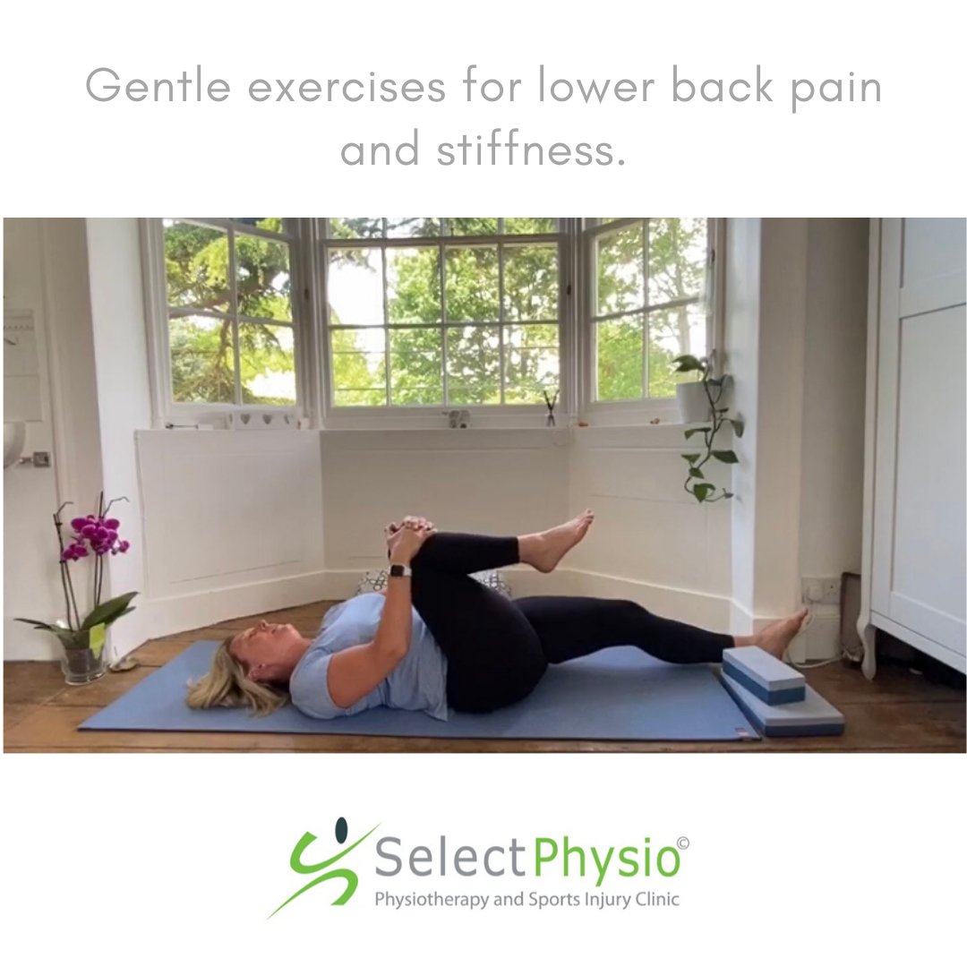 Selectphysio's tweet photo. Gentle exercises for lower back pain and stiffness - Select Physio 
Here is a video showing gentle exercises to help with lower back pain and stiffness. Simple instruction and guidance to add to your daily routine.     https://t.co/rCUHzDJVrW
#physiotherapy #backpain https://t.co/MGkhWphi1L