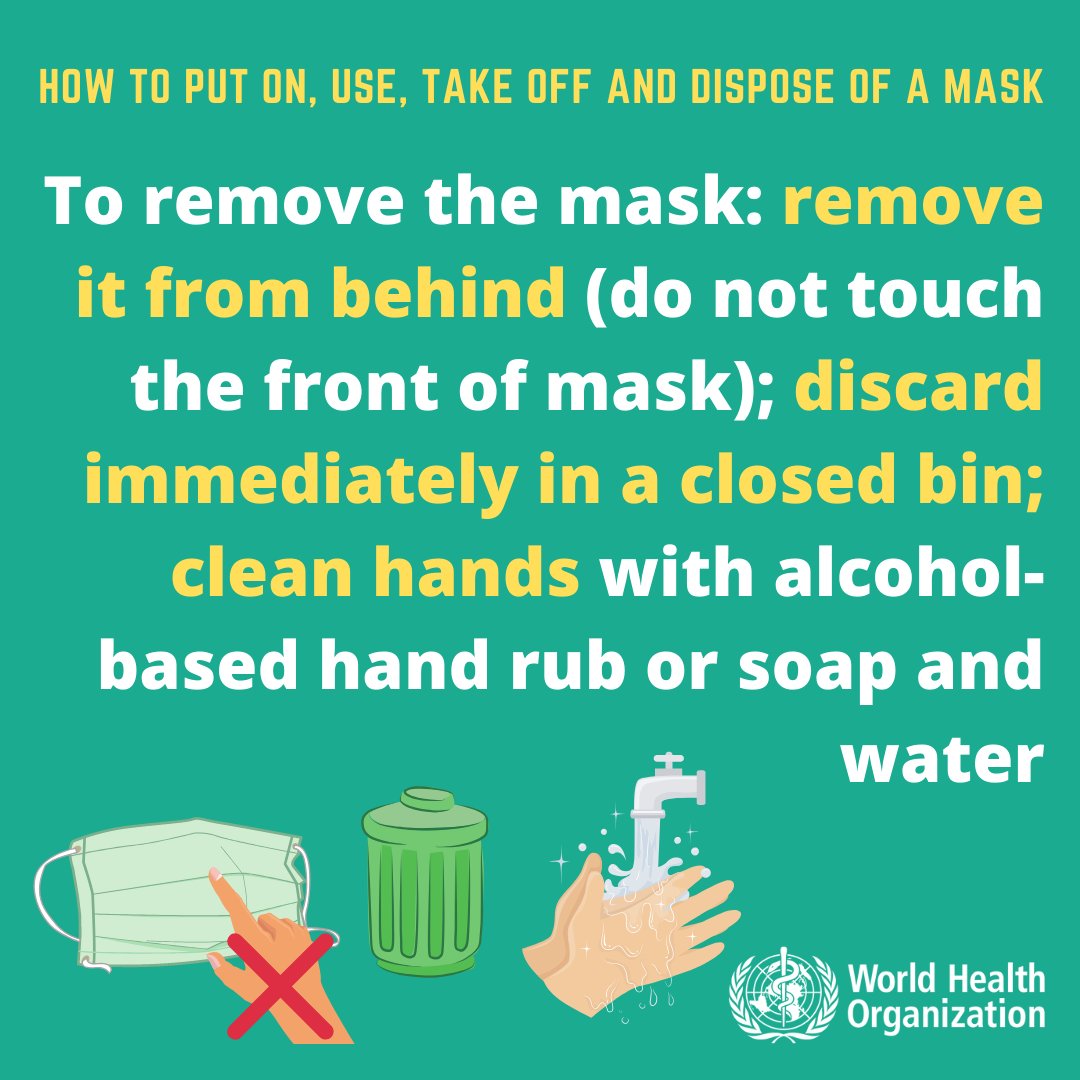 WSV_Global's tweet photo. Chapter 7 of 9

#FaceMasks were not originally advised to fight #Covid19.

Very often they’re used badly and cause a false sense of security, leading to lenience on #SocialDistancing and #Hygiene. Here’s what the @WHO advises.
#KOT #LockDown https://t.co/ojeaQ9vv62
