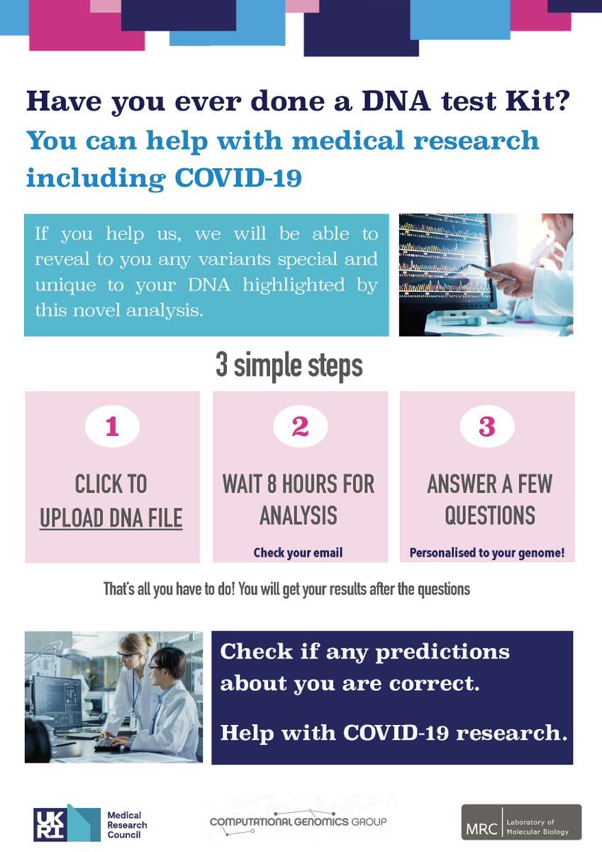 arunprasad_p's tweet photo. Please contribute to novel medical research led by Prof 
@Julian_Gough team at @MRC_LMB @UKRI_News
into phenotype prediction from raw DNA files:
https://t.co/rDV7Ioln9O
#medicalresearch #Prediction #Bioinformatics   #Genomics #sequencing #dna #Health #COVIDー19 #DataScience https://t.co/H16B1nTiTQ
