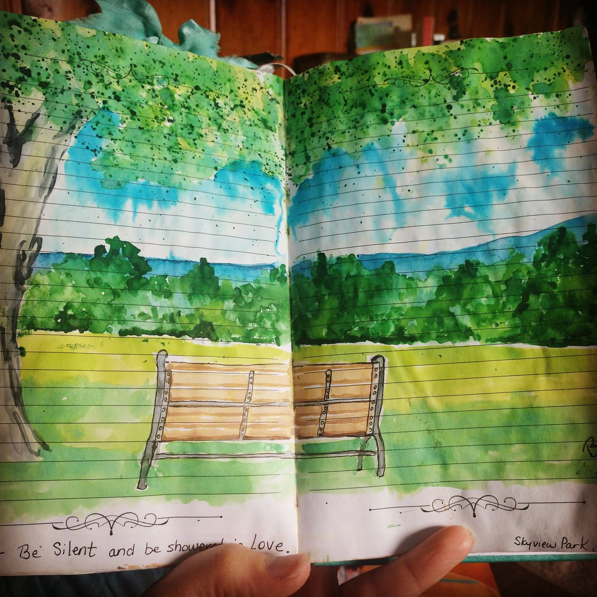 One of my fav journal pgs SkyView Park is a lovely place to sit & reflect, but so is my couch early in the morning while the house is still quite.
Be silent & showered in love❣️
HAVE A BEAUTIFUL DAY😎
#meditation #connectedtosource #journalart #journaladdict #bytheladylaughsalot
