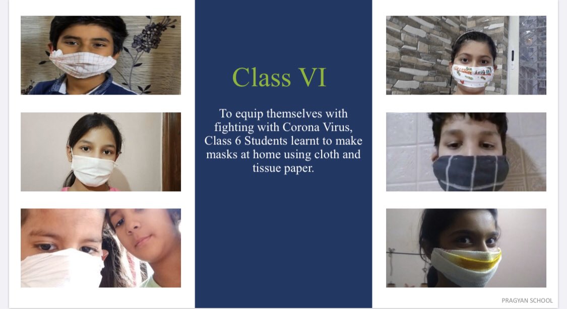 Learning to deal with the crises. Students of class 6 learnt to make homemade masks using tissues/old cloth!! <a href="/RamChan89264916/">Ram Chand</a> @DivyaKa42842603 <a href="/neelu71261164/">neelu</a> <a href="/rashmi94683557/">rashmi</a>
