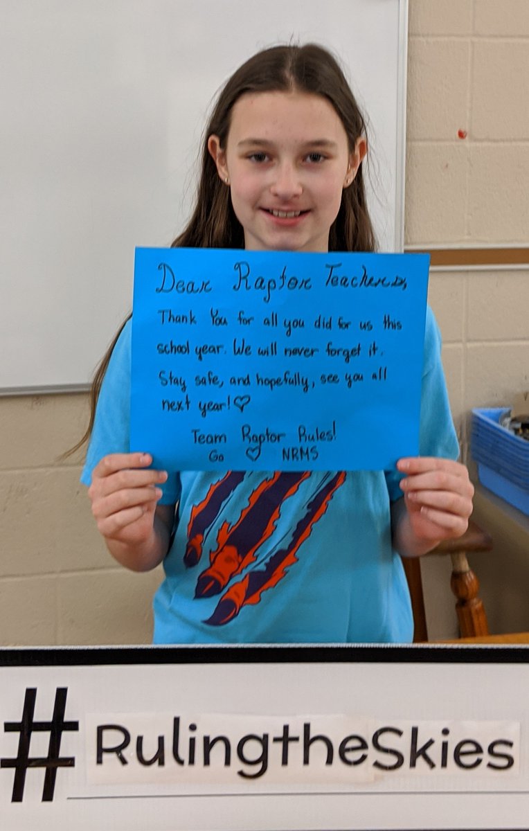 mrsnovosel's tweet photo. These Raptors sure brought smiles to our faces!  We are so THANKFUL for each one of our students and MISS you ALL so much! @Con5Science @missdotson1 @MrZteach5  @mrsc_rti  💜💛  #NRInspireGreat   #RulingtheSkies https://t.co/WrX5FMxLlD
