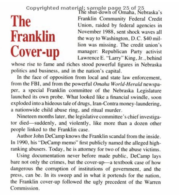 These kids were taken from Nebraska's "Boystown" foster home to elite sex parties, even to the White HouseNot only did the head of the investigation committee drop dead so did a dozen more people involved in the case, including Rusty Nelson, who pinned Aquino as a participant