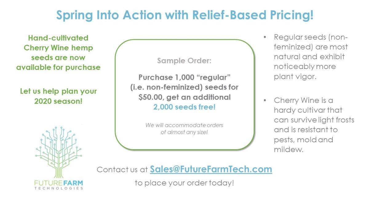 futurefarmtech's tweet image. Future Farm Provides Relief-Based Pricing for Cherry Wine Hemp Seeds - mailchi.mp/a08ae5d9d1ee/f…