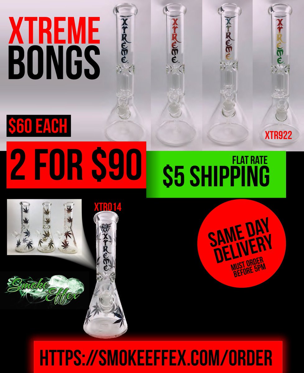 SmokeEffex's tweet photo. New Sale - Xtreme Bongs NOW $60 Each or get two for $90. Same day delivery on order placed before 5PM for flat $5.⁠
⁠
https://t.co/dM8fF9mtTv⁠
⁠
#bongs #ottawa #ottawaphoto #myoottawa #ottawatoday #ottawanews #ottawadeals #ottawasmoke #ottawaweed #xtremebongs #glassbongs https://t.co/ghn9PT419z