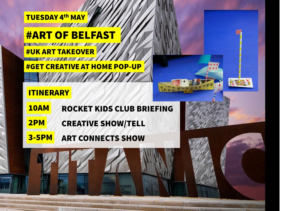 ST3AMCo's tweet photo. WE'RE MAKING BOATS TODAY
For a flotilla to see Titanic off from Belfast Dock later
Will you join us in your lunch break?
Pls RT X
Tag your photos (on blue/green backgrounds) with #ARTofBOATS #ARTofBELFAST #ARTCONNECTS #GetCreativeAtHome #UKArtTakeOver
https://t.co/Mz9QXbRcOY https://t.co/JOjEBG4cm4