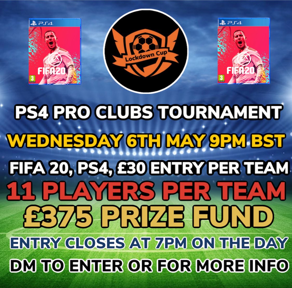 LockdownCup's tweet image. UPDATE!!! Our 11v11 tournament which was meant to take place today has been moved to TOMORROW!!! Dm if you wanna sign up as limited spaces left. #ProClubs #FIFA @xLuap_19x