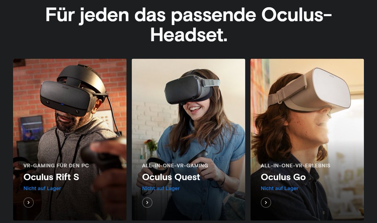 Burstup's tweet photo. Rift S, Quest und Go - alle drei derzeit ausverkauft.
Und auf SteamVR hat sich die Zahl der #VR-User*innen in den letzten Wochen verdoppelt (von 1 auf 2 Prozent). Noch immer eine Nische, aber mit exponentiellen Wachstum. #VirtualtReality @SansarOfficial @VRChat https://t.co/k1ETDWcXyT