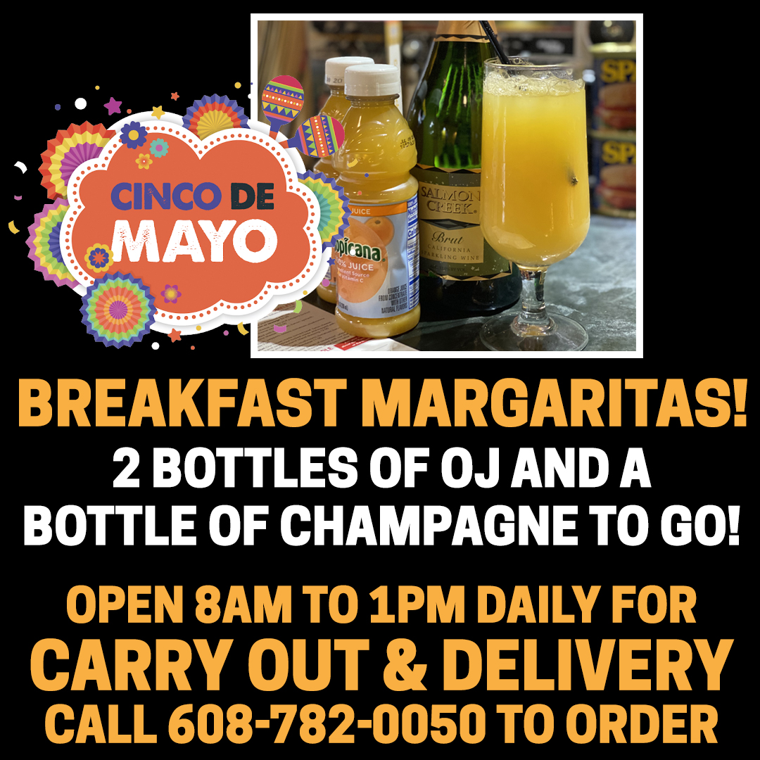 BCandPub's tweet photo. Cinco de OH-Mayo! Start your day with BREAKFAST MARGARITAS and TACOS from the The Breakfast Club &amp; Pub! Ok, maybe mimosas aren't called "breakfast margaritas" every day of the year, but they are today! Carryout and delivery 8AM to 1PM! Happy Cinco de Mayo everyone! https://t.co/2eM4QODBZI