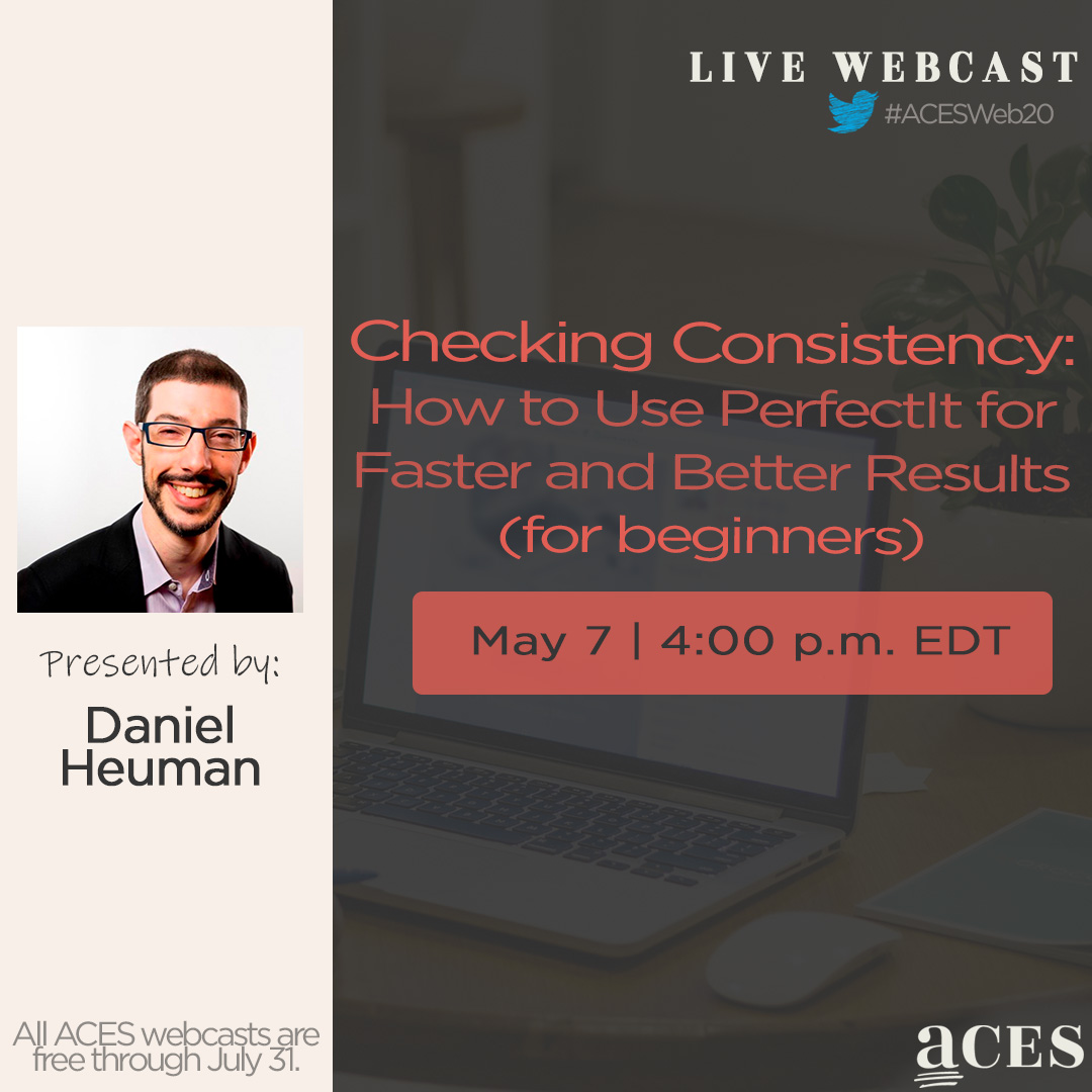 ACESEditors's tweet image. #ACESWeb20 in two days. Checking Consistency: How to Use #PerfectIt for Faster and Better Results (for beginners). Register online! ow.ly/IhOG50zxdkA