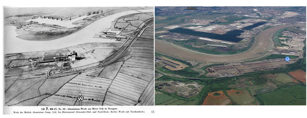 GFG’s Liberty Steel mill in Newport was preceded by an aluminium works owned by the British Aluminium company. The picture below shows an air reconnaissance photograph taken by the Luftwaffe during WWII next to Liberty’s steel mill today (credit google earth). #VEDay #VEDay75
