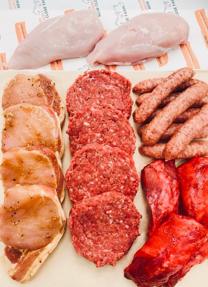 NewCloseFarm's tweet photo. Get ready to celebrate #VEDay75 by ordering British farmed meat at its Best! We supply beef, lamb & pork reared on our farm in the Peak District with poultry locally sourced. Click & Collect & Local Delivery Orders Only available for weekend. #gingerbutchers #BBQPack #celebrate https://t.co/2P5nRLXQxh