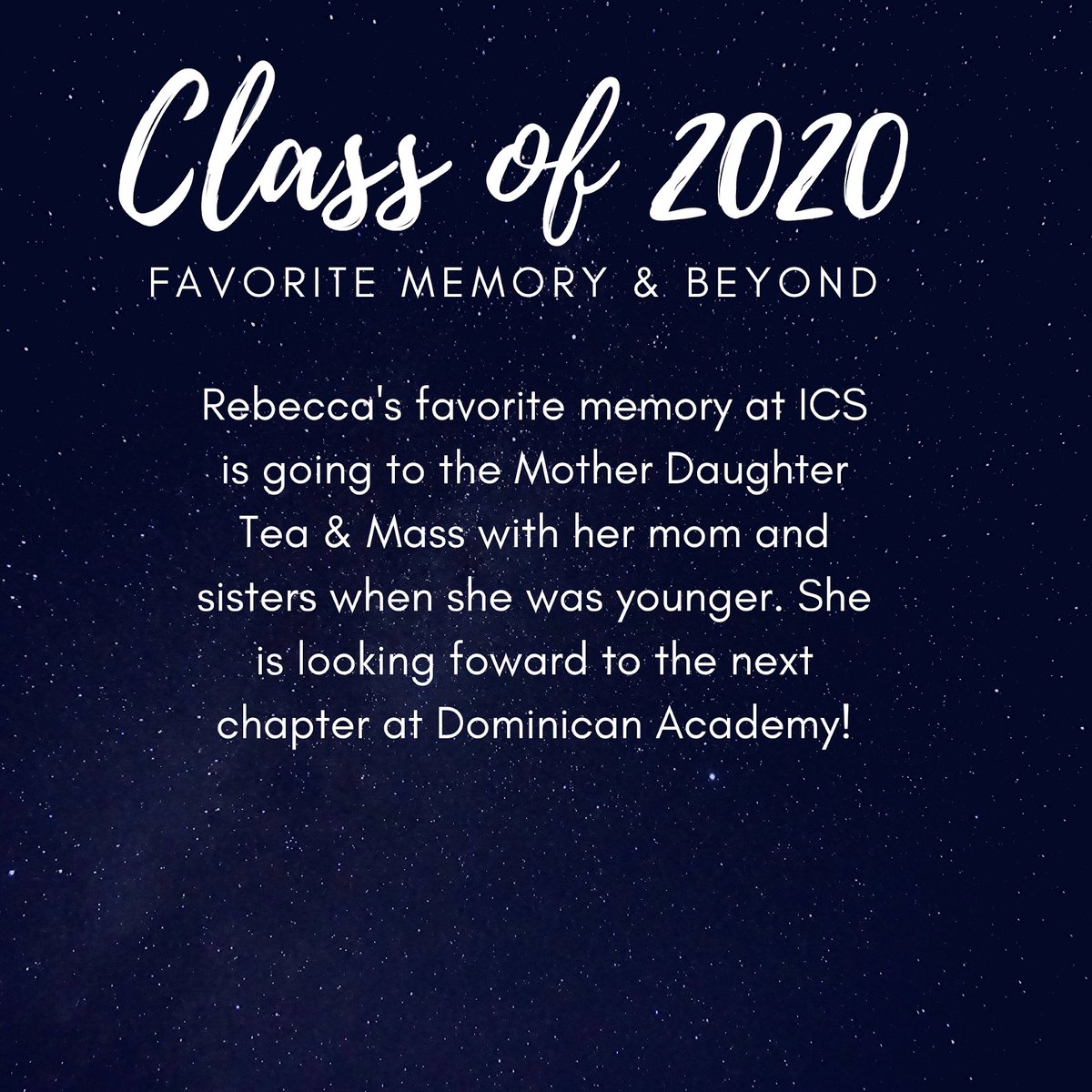 mrsdangelo_ICS's tweet image. We continue the #Classof2020 spotlights today with Rebecca Brady! Rebecca’s commitment to service and academics is second to none. And, she is also one of the ICS Brady Bunch! Congrats on all of your achievements! Your ICS family is proud of you! #GreatGrad🎓 @icschool_online