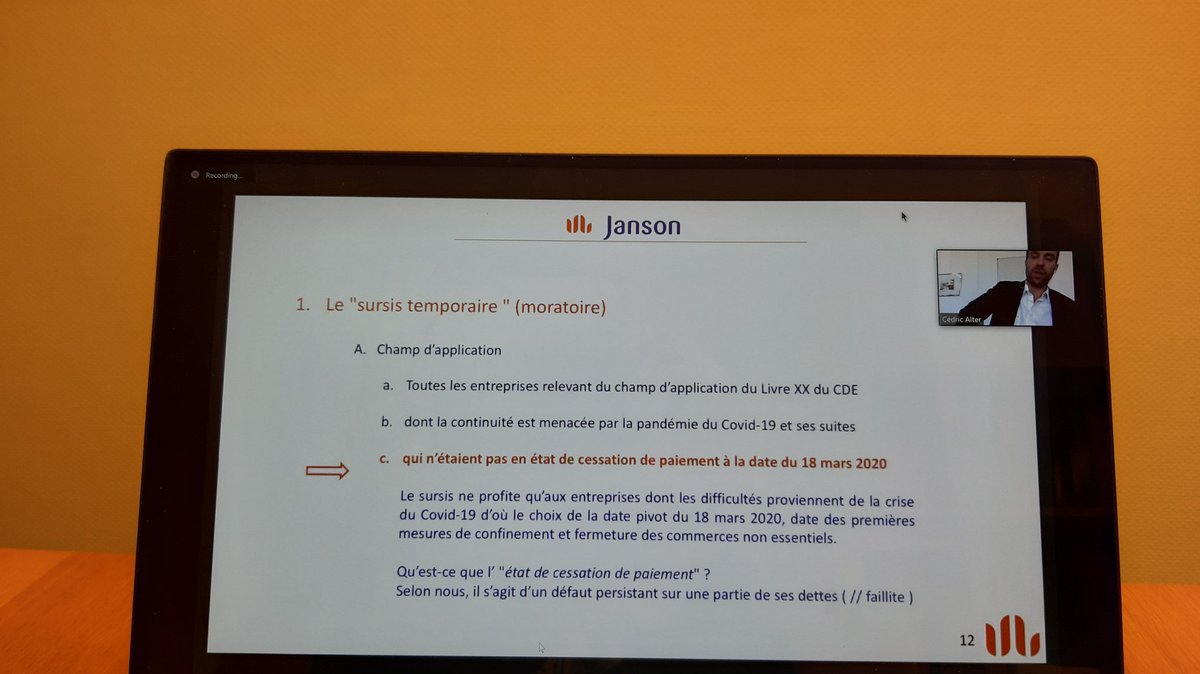 Courtens10's tweet photo. 🖥. En direct 🎧. Analyse et commentaire du fameux AR n°15 du 24 avril #Belgique relatif au sursis temporaire...aucune saisie conservatoire/ exécutoire possible sauf des biens immobiliers, navires et bateaux. #COVIDー19 #Webinaire  #insolvabilité. 🙏Me Alter. https://t.co/NsqsIHqXCE
