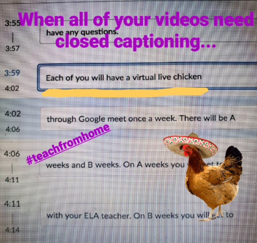 hcpss_nes's tweet photo. While teachers are taping their videos they must include Closed Captioning. However, it is not always accurate! Enjoy today's bloopers... #NEStogether https://t.co/uMZOaggOhR