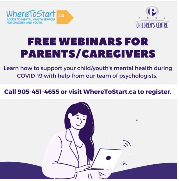 @PeelCC is offering free webinars to parents/caregivers starting today. <a href="/PeelSchools/">Peel District School Board</a> <a href="/MHRTPeel/">PDSB Mental Health Resource Team</a>                              wheretostart.ca/free-webinars-…