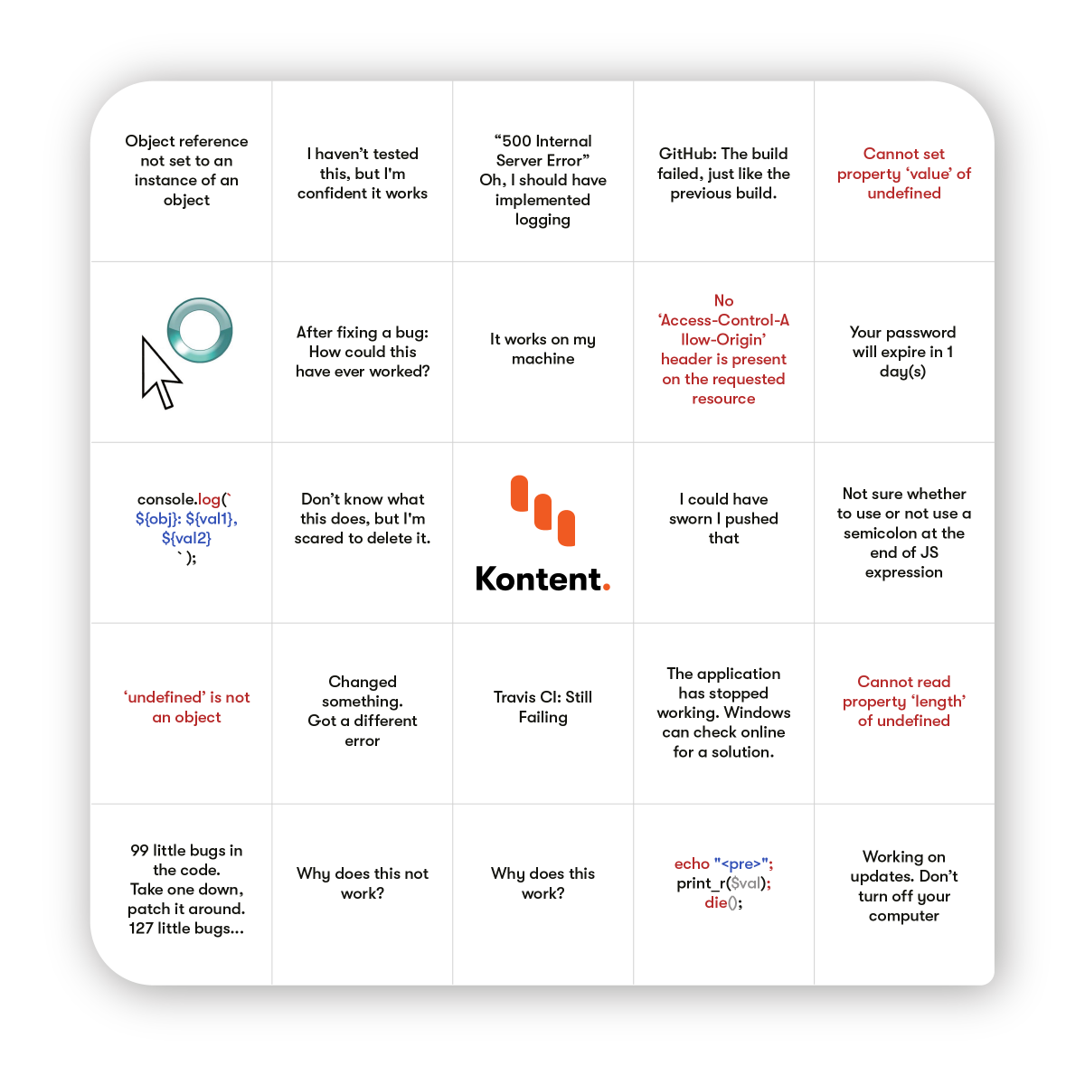 ondrabus's tweet photo. Can YOU get a bingo? #webdevbingo #bingo #bingochallenge @kenticokontent #javascript #jamstack #developers #dotnet #php https://t.co/ngLQUU4HwS
