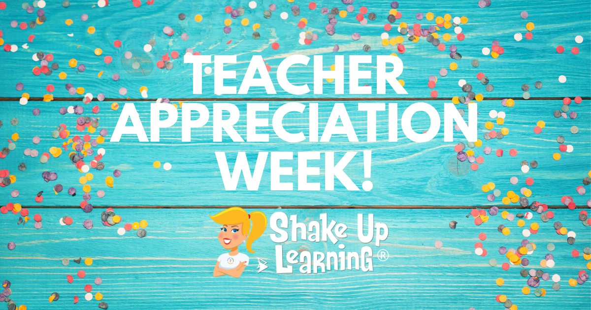ShakeUpLearning's tweet photo. 🎉 It's time for a #TeacherAppreciationWeek giveaway!  Follow this account, and reply to this tweet with a GIF or image that shows your #remotelearning attitude!

We'll randomly pick 5 winners to receive a signed copy of the #ShakeUpLearning book! 

#TeacherAppreciation https://t.co/H9sifm9LIS